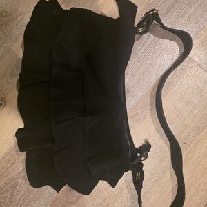 Elegant Black Suede Shoulder Bag